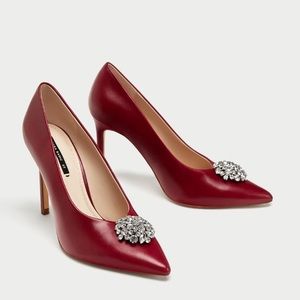 💃🏻Zara Red Leather Heels 💃🏻